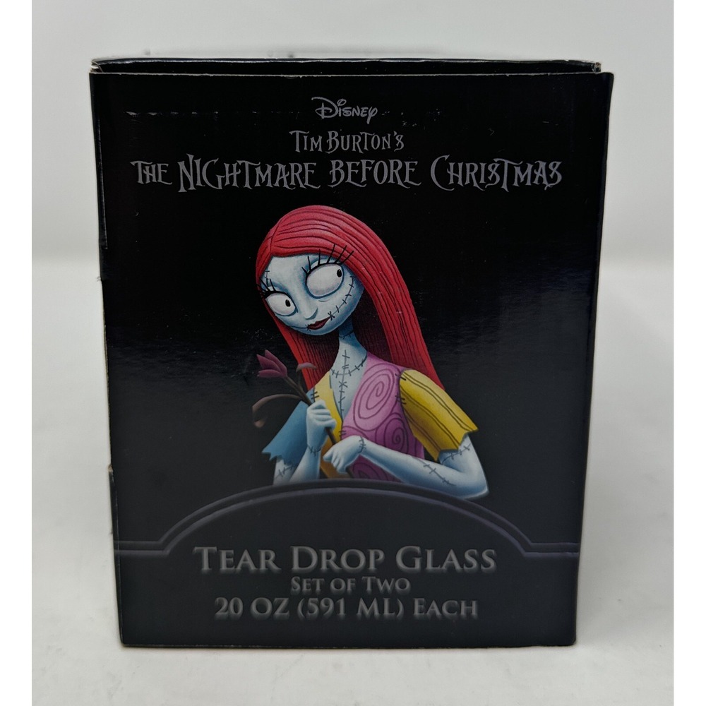 NIGHTMARE Before CHRISTMAS Tear Drop Glasses JACK & SALLY Stemless Wine Glasses - Picture 3 of 5